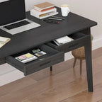 Black Wooden Computer Desk with 2 Drawers - 47 inch Writing Table