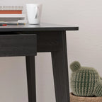 Black Wooden Computer Desk with 2 Drawers - 47 inch Writing Table