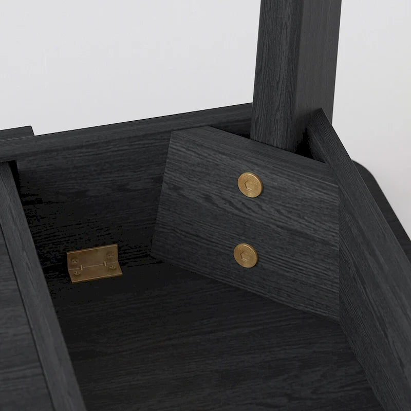 Black Wooden Computer Desk with 2 Drawers - 47 inch Writing Table