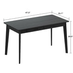 Black Wooden Computer Desk with 2 Drawers - 47 inch Writing Table