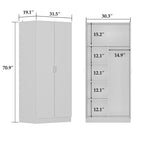5-Tier Wardrobe Armoire with 2-Door & Hanging Rod - White