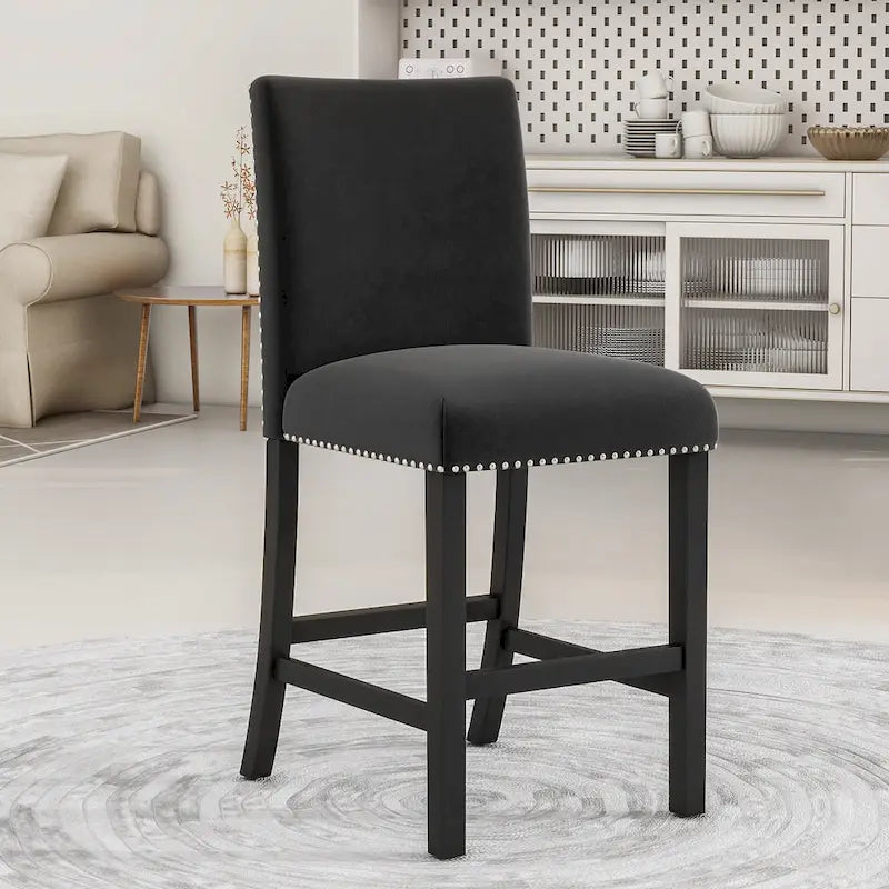 Grey Velvet Counter Height Dining Set for 4
