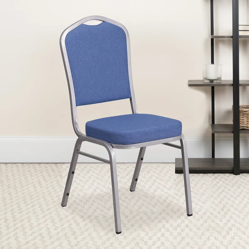 Steel/ Blue Fabric Crown Back Stacking Banquet Chair (Set of 4)