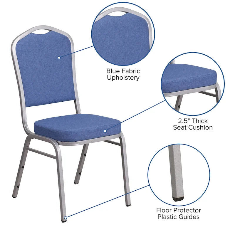 Blue Fabric Crown Back Stacking Chair - Set of 4