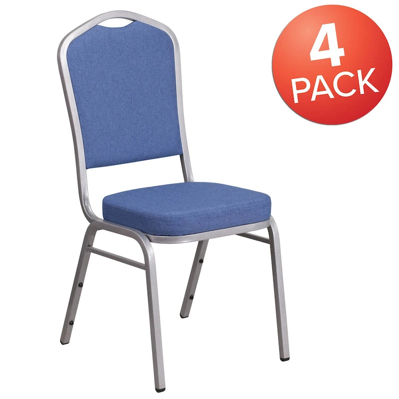 Blue Fabric Crown Back Stacking Chair - Set of 4