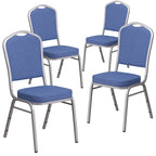 Blue Fabric Crown Back Stacking Chair - Set of 4