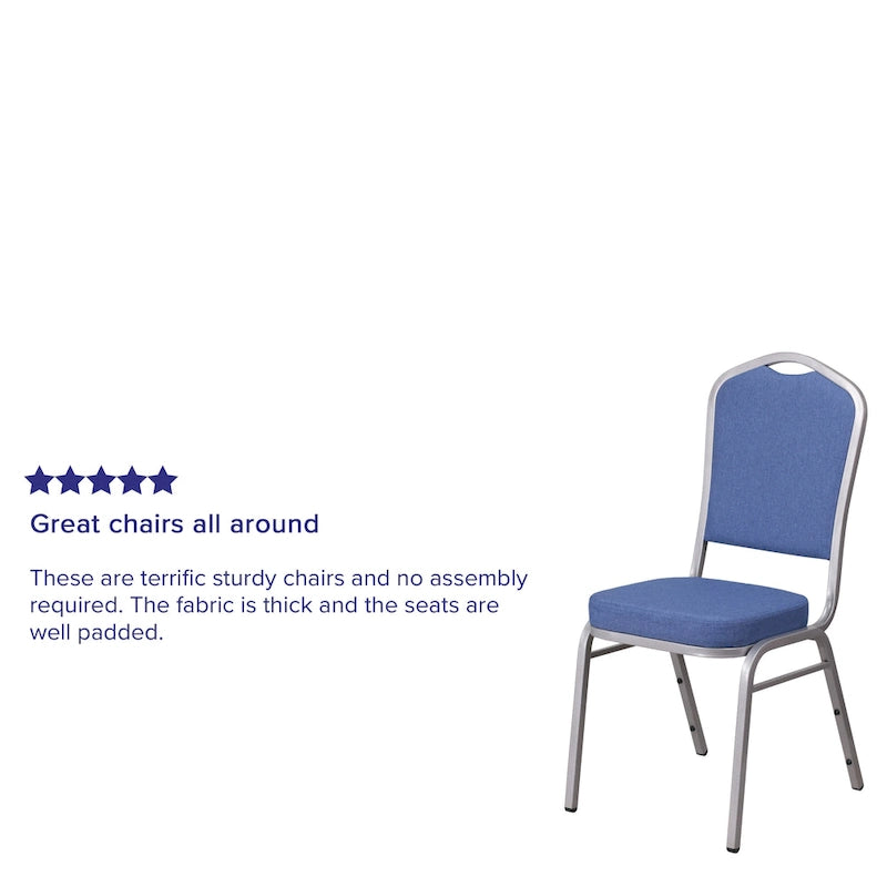 Blue Fabric Crown Back Stacking Chair - Set of 4