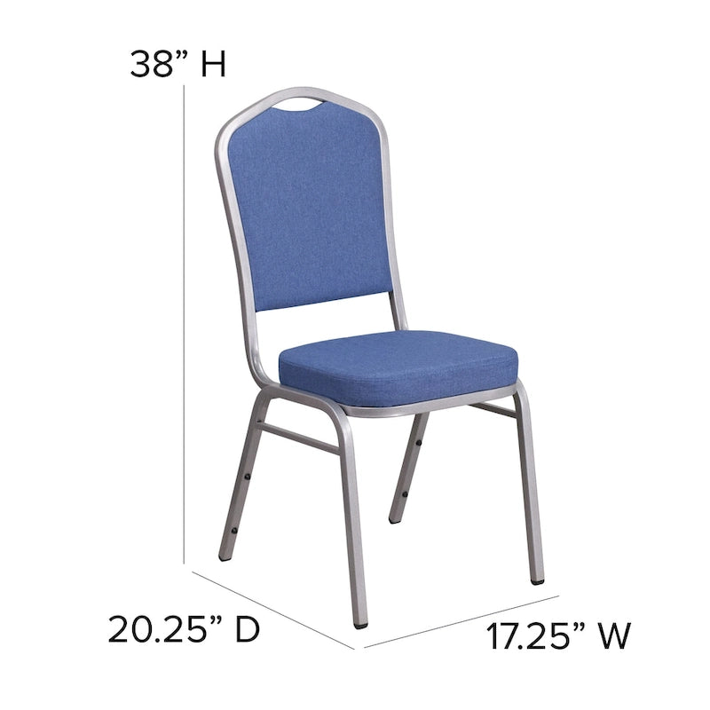 Blue Fabric Crown Back Stacking Chair - Set of 4
