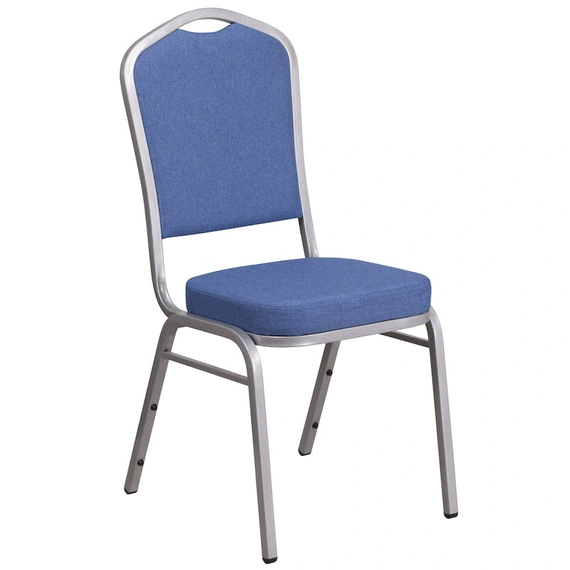 Blue Fabric Crown Back Stacking Chair - Set of 4