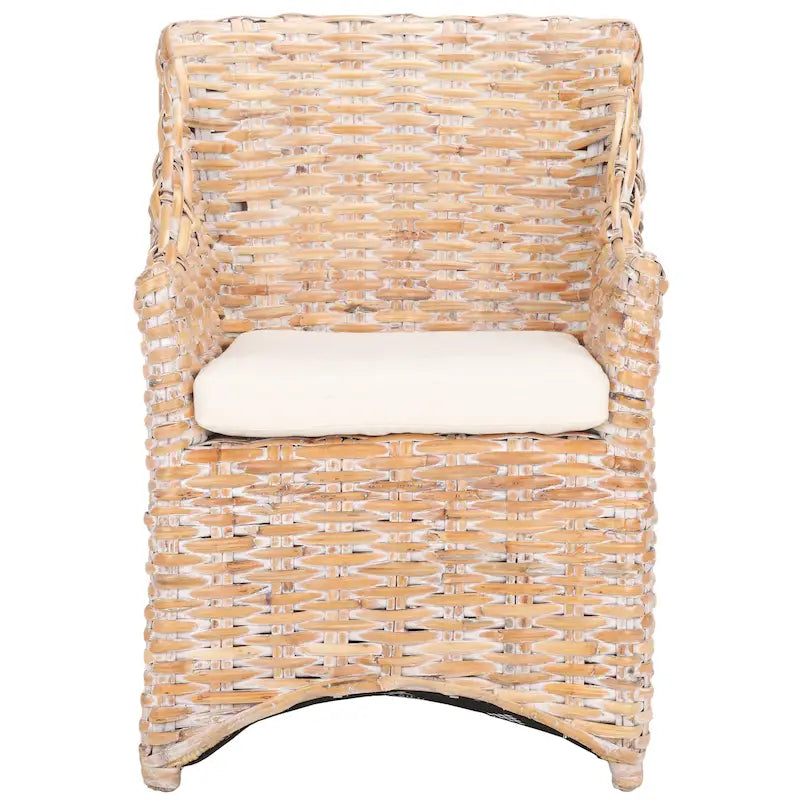 Wicker Washed Brown Wingback Arm Chair - Single Seat