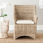 Wicker Washed Brown Wingback Arm Chair - Single Seat