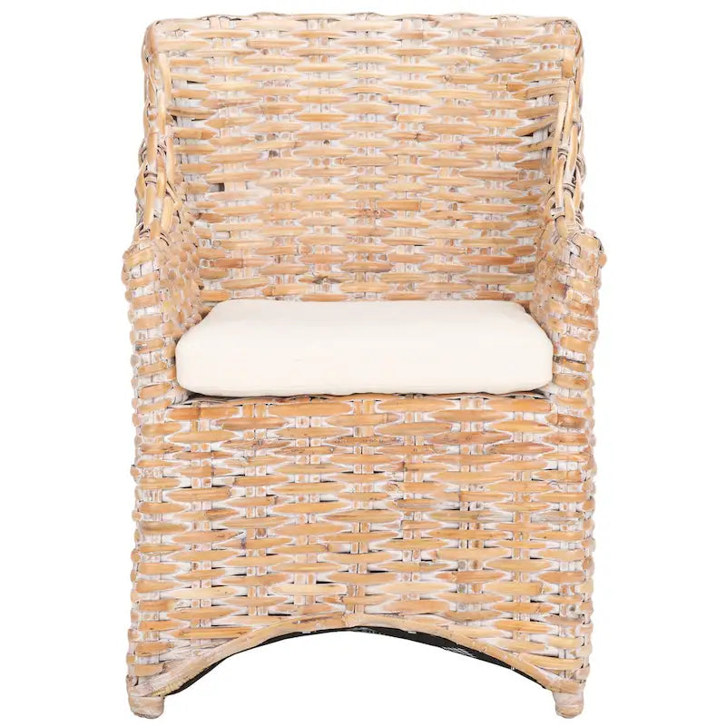 Wicker Washed Brown Wingback Arm Chair - Single Seat