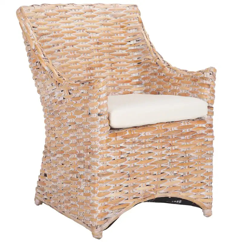 Wicker Washed Brown Wingback Arm Chair - Single Seat