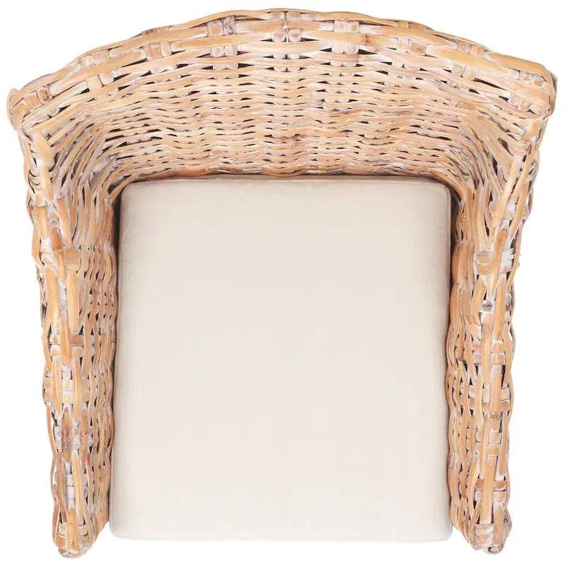 Wicker Washed Brown Wingback Arm Chair - Single Seat