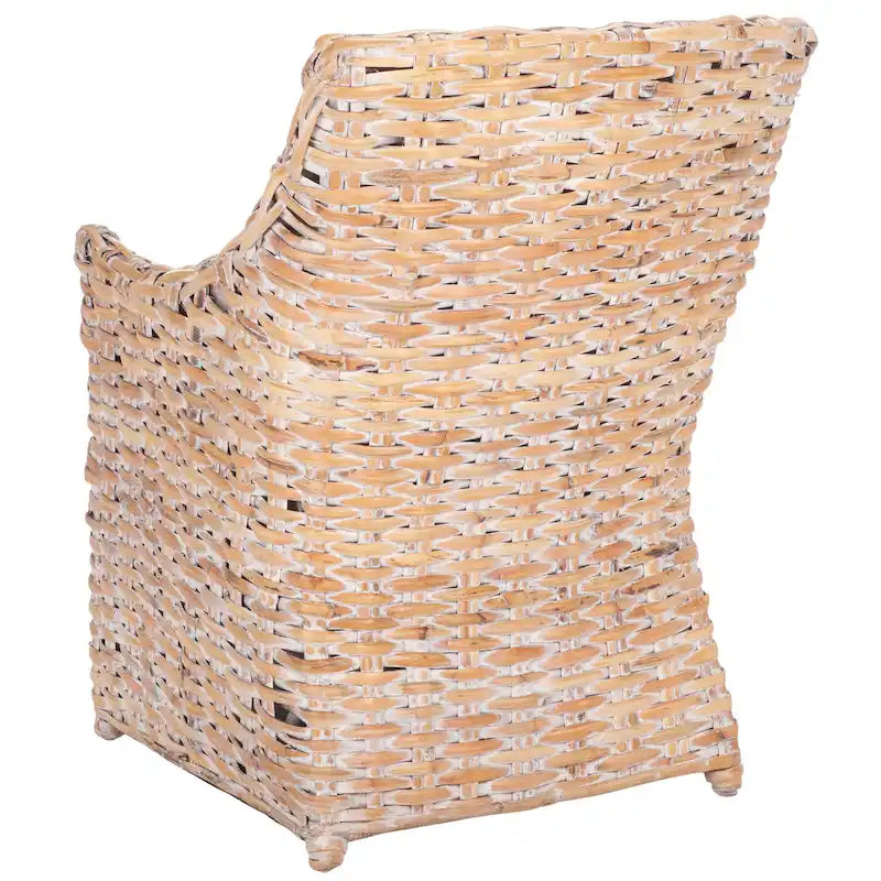 Wicker Washed Brown Wingback Arm Chair - Single Seat