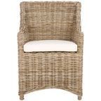 Wicker Washed Brown Wingback Arm Chair - Single Seat