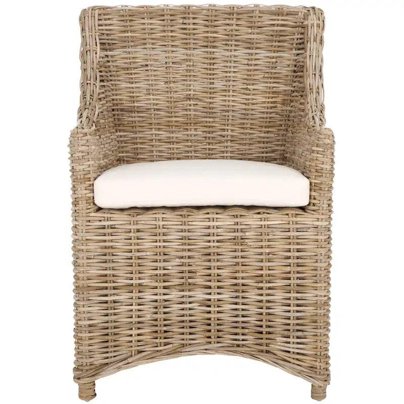 Wicker Washed Brown Wingback Arm Chair - Single Seat
