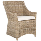 Wicker Washed Brown Wingback Arm Chair - Single Seat