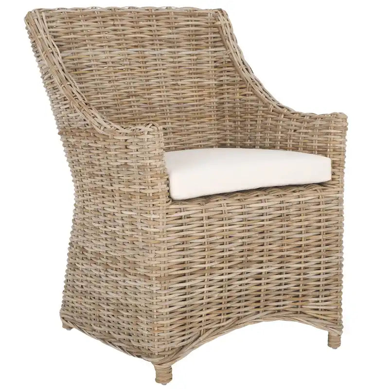 Wicker Washed Brown Wingback Arm Chair - Single Seat