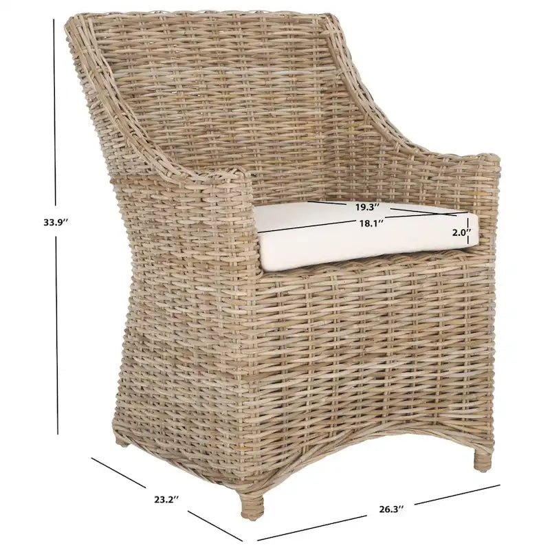 Wicker Washed Brown Wingback Arm Chair - Single Seat