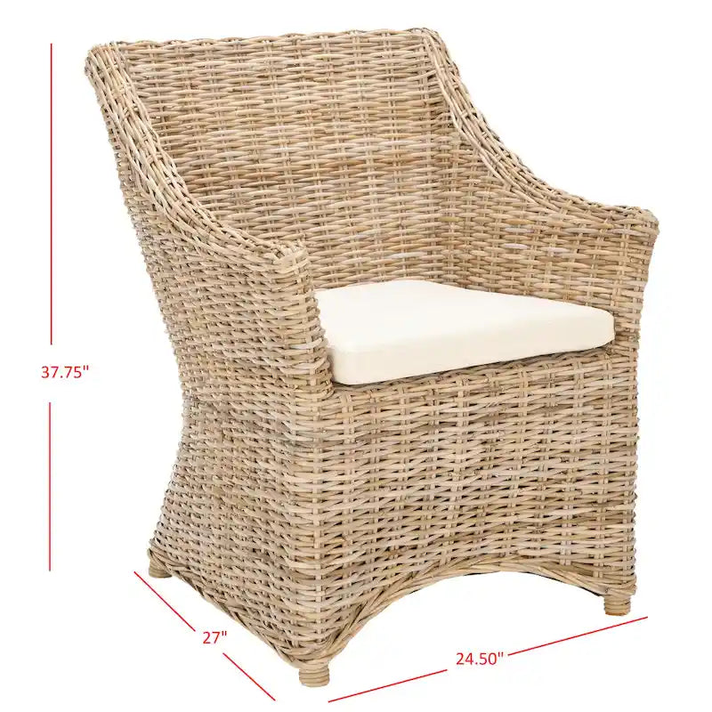 Wicker Washed Brown Wingback Arm Chair - Single Seat
