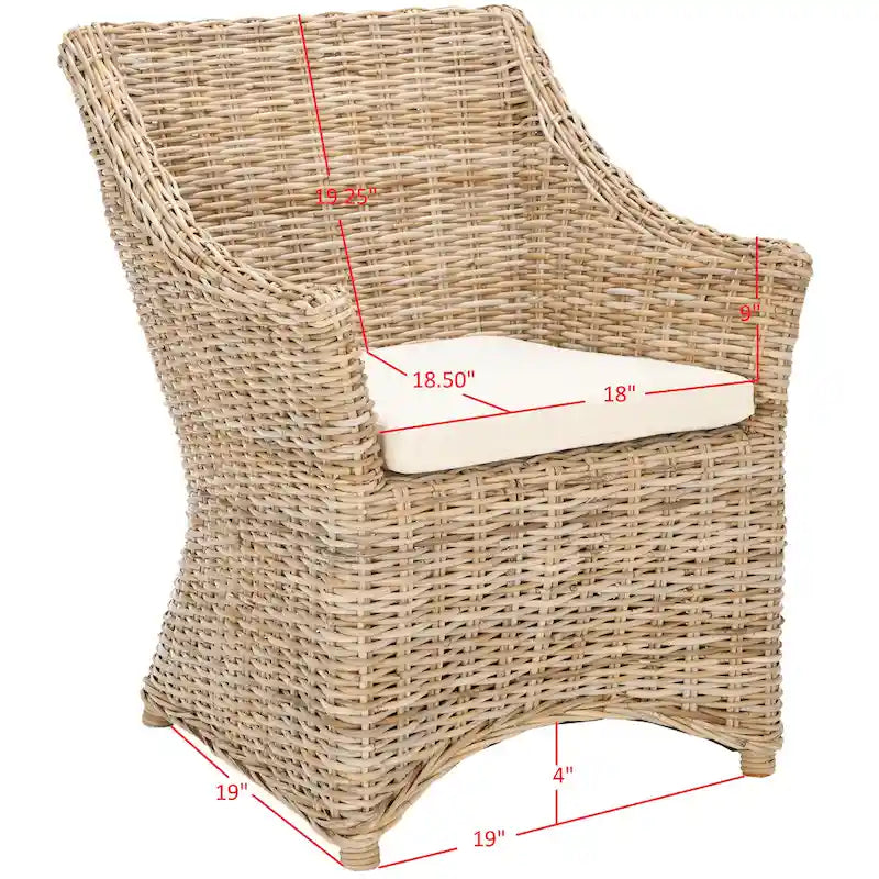 Wicker Washed Brown Wingback Arm Chair - Single Seat