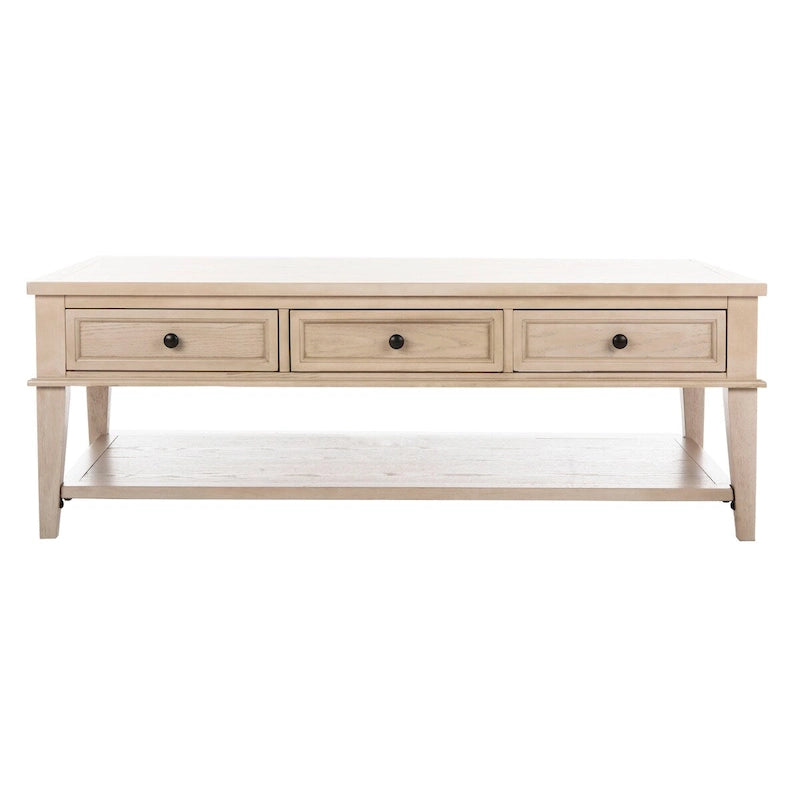 Sepia Pine Traditional Rectangle Coffee Table with 3 Drawers - 54x24x19 inches