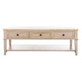 Sepia Pine Traditional Rectangle Coffee Table with 3 Drawers - 54x24x19 inches