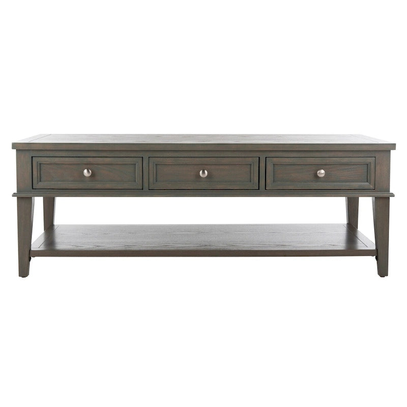 Sepia Pine Traditional Rectangle Coffee Table with 3 Drawers - 54x24x19 inches