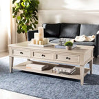 Sepia Pine Traditional Rectangle Coffee Table with 3 Drawers - 54x24x19 inches