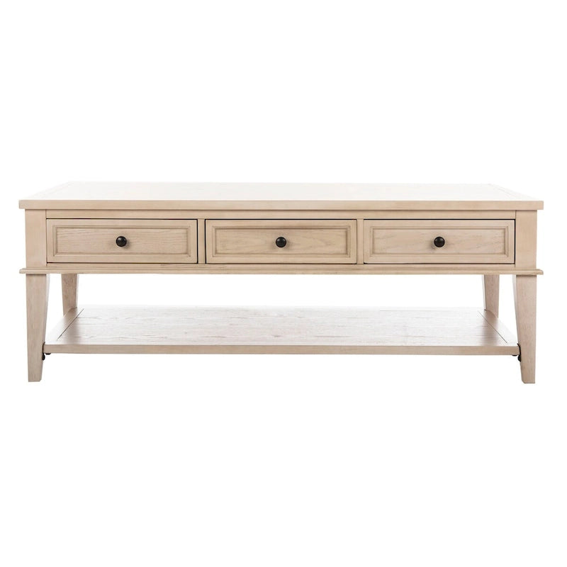 Sepia Pine Traditional Rectangle Coffee Table with 3 Drawers - 54x24x19 inches