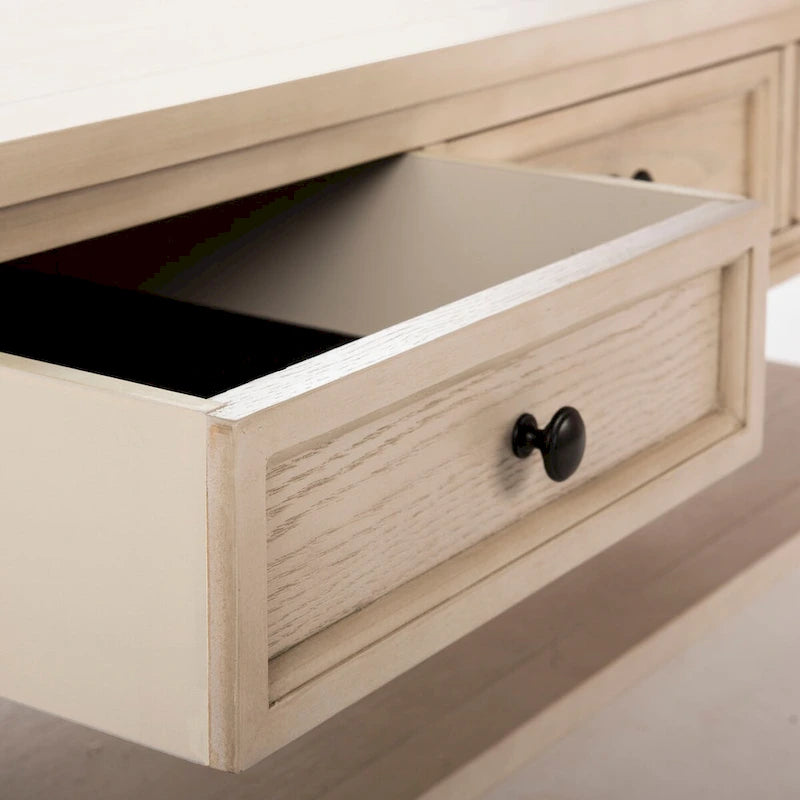 Sepia Pine Traditional Rectangle Coffee Table with 3 Drawers - 54x24x19 inches