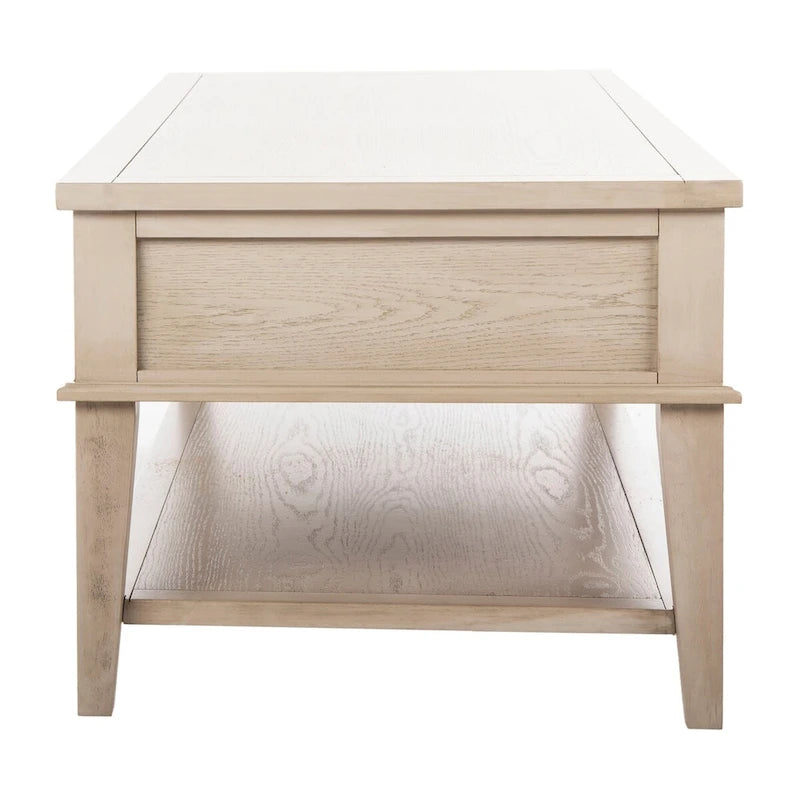 Sepia Pine Traditional Rectangle Coffee Table with 3 Drawers - 54x24x19 inches