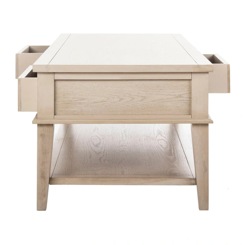Sepia Pine Traditional Rectangle Coffee Table with 3 Drawers - 54x24x19 inches