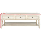 Sepia Pine Traditional Rectangle Coffee Table with 3 Drawers - 54x24x19 inches