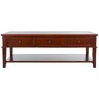 Sepia Pine Traditional Rectangle Coffee Table with 3 Drawers - 54x24x19 inches