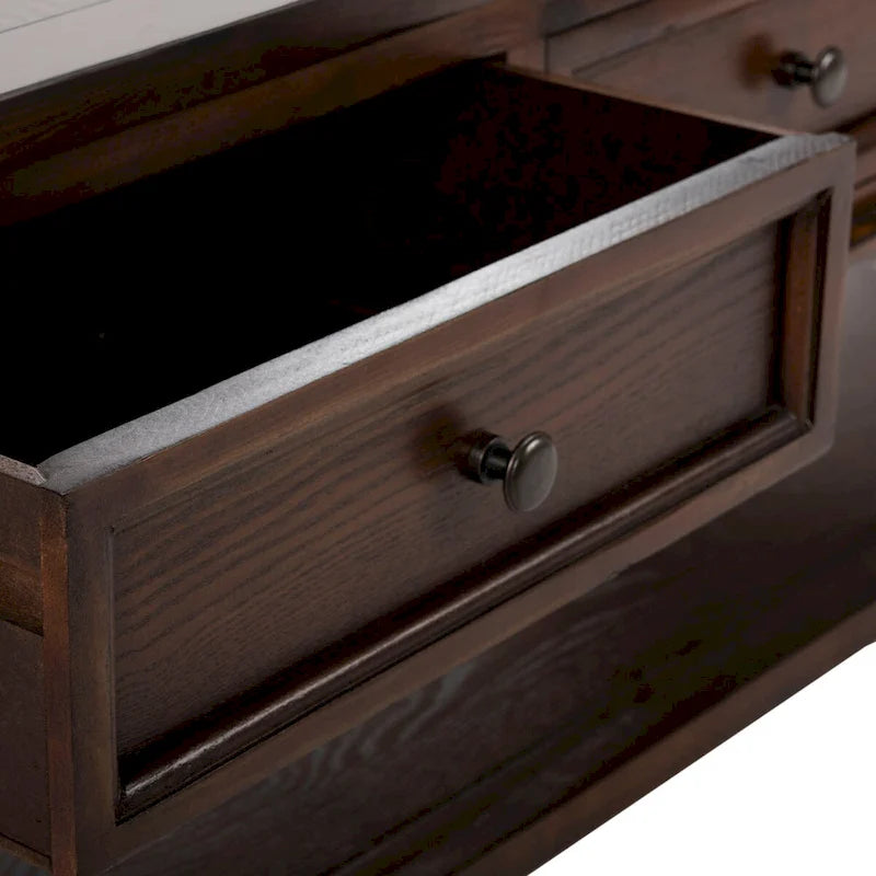 Sepia Pine Traditional Rectangle Coffee Table with 3 Drawers - 54x24x19 inches