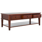 Sepia Pine Traditional Rectangle Coffee Table with 3 Drawers - 54x24x19 inches