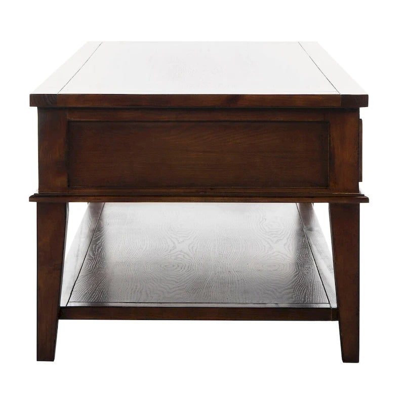 Sepia Pine Traditional Rectangle Coffee Table with 3 Drawers - 54x24x19 inches