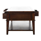 Sepia Pine Traditional Rectangle Coffee Table with 3 Drawers - 54x24x19 inches