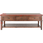 Sepia Pine Traditional Rectangle Coffee Table with 3 Drawers - 54x24x19 inches