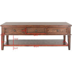 Sepia Pine Traditional Rectangle Coffee Table with 3 Drawers - 54x24x19 inches