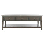 Sepia Pine Traditional Rectangle Coffee Table with 3 Drawers - 54x24x19 inches