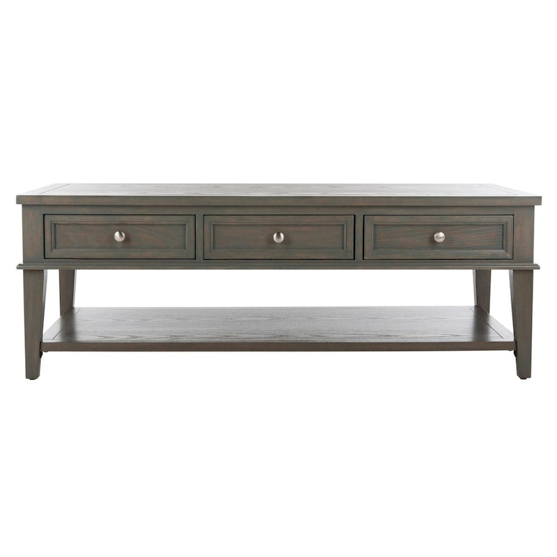 Sepia Pine Traditional Rectangle Coffee Table with 3 Drawers - 54x24x19 inches