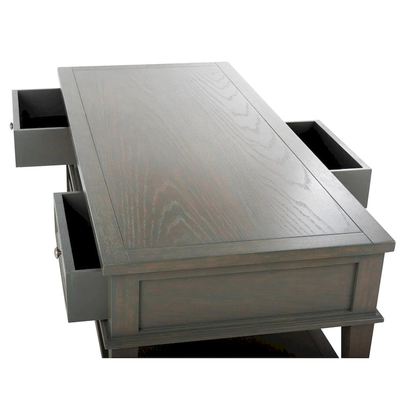 Sepia Pine Traditional Rectangle Coffee Table with 3 Drawers - 54x24x19 inches