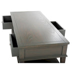 Sepia Pine Traditional Rectangle Coffee Table with 3 Drawers - 54x24x19 inches