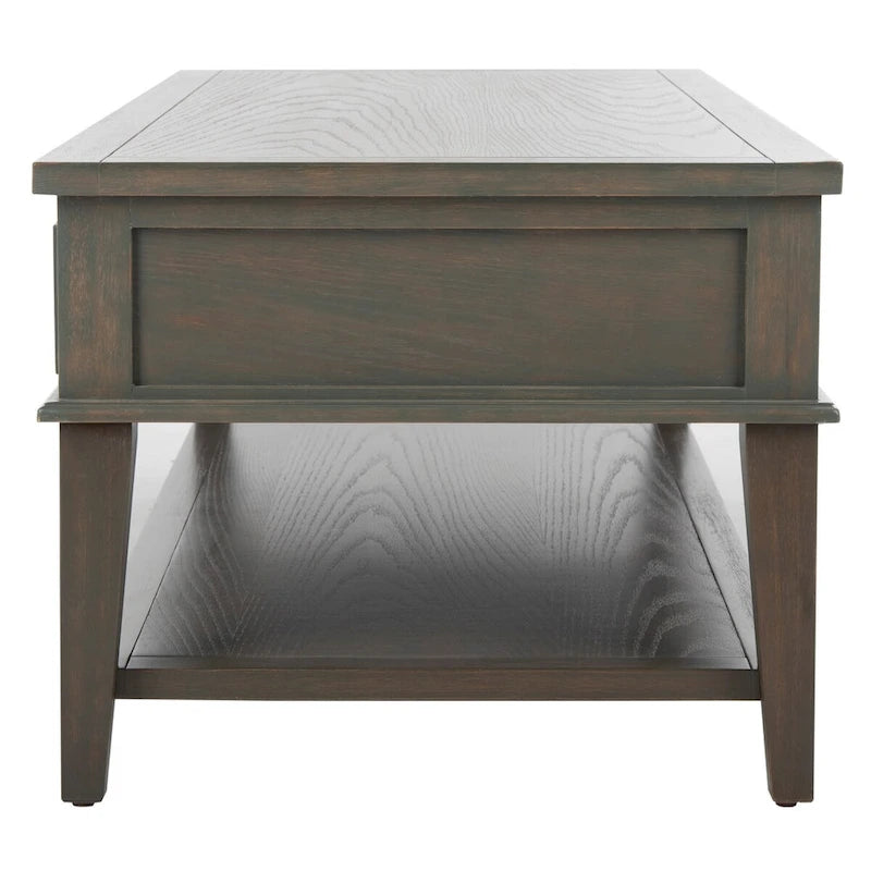 Sepia Pine Traditional Rectangle Coffee Table with 3 Drawers - 54x24x19 inches