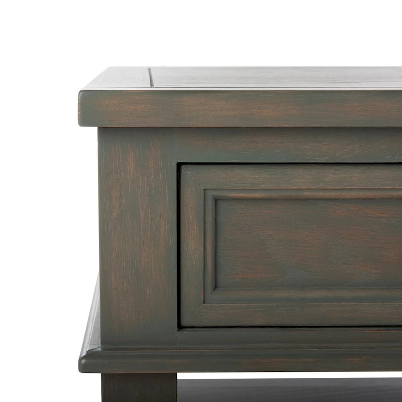 Sepia Pine Traditional Rectangle Coffee Table with 3 Drawers - 54x24x19 inches