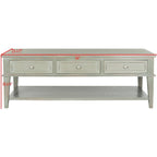Sepia Pine Traditional Rectangle Coffee Table with 3 Drawers - 54x24x19 inches