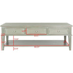 Sepia Pine Traditional Rectangle Coffee Table with 3 Drawers - 54x24x19 inches